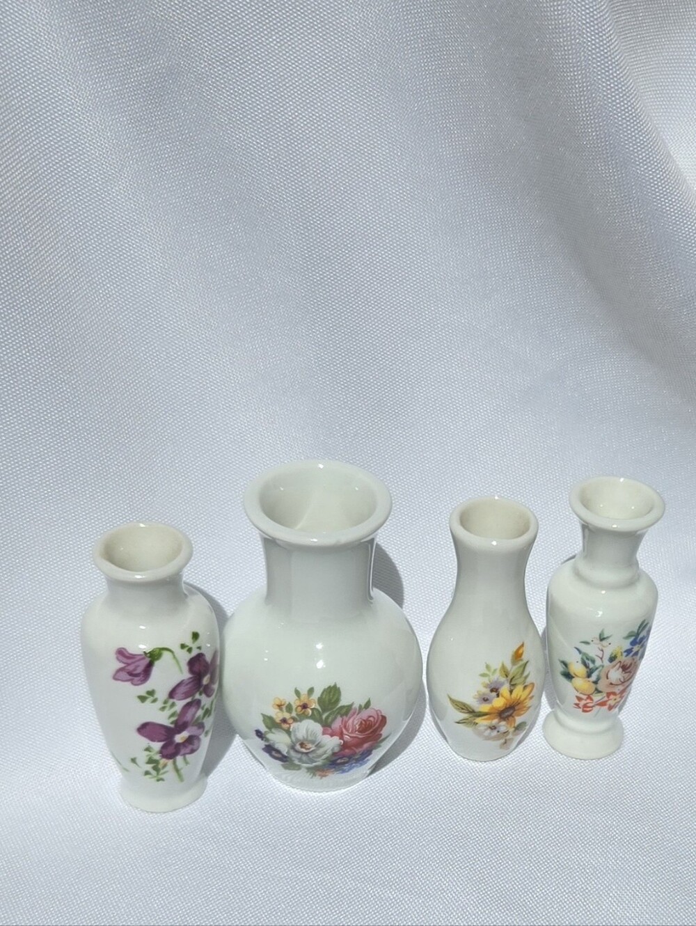 Vintage West Germany Funny Design Miniature Porcelain Bud Vases Set of 4.
